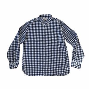 J Crew 2 Ply 100% Cotton Blue White Checkered Button Down Shirt Size XL